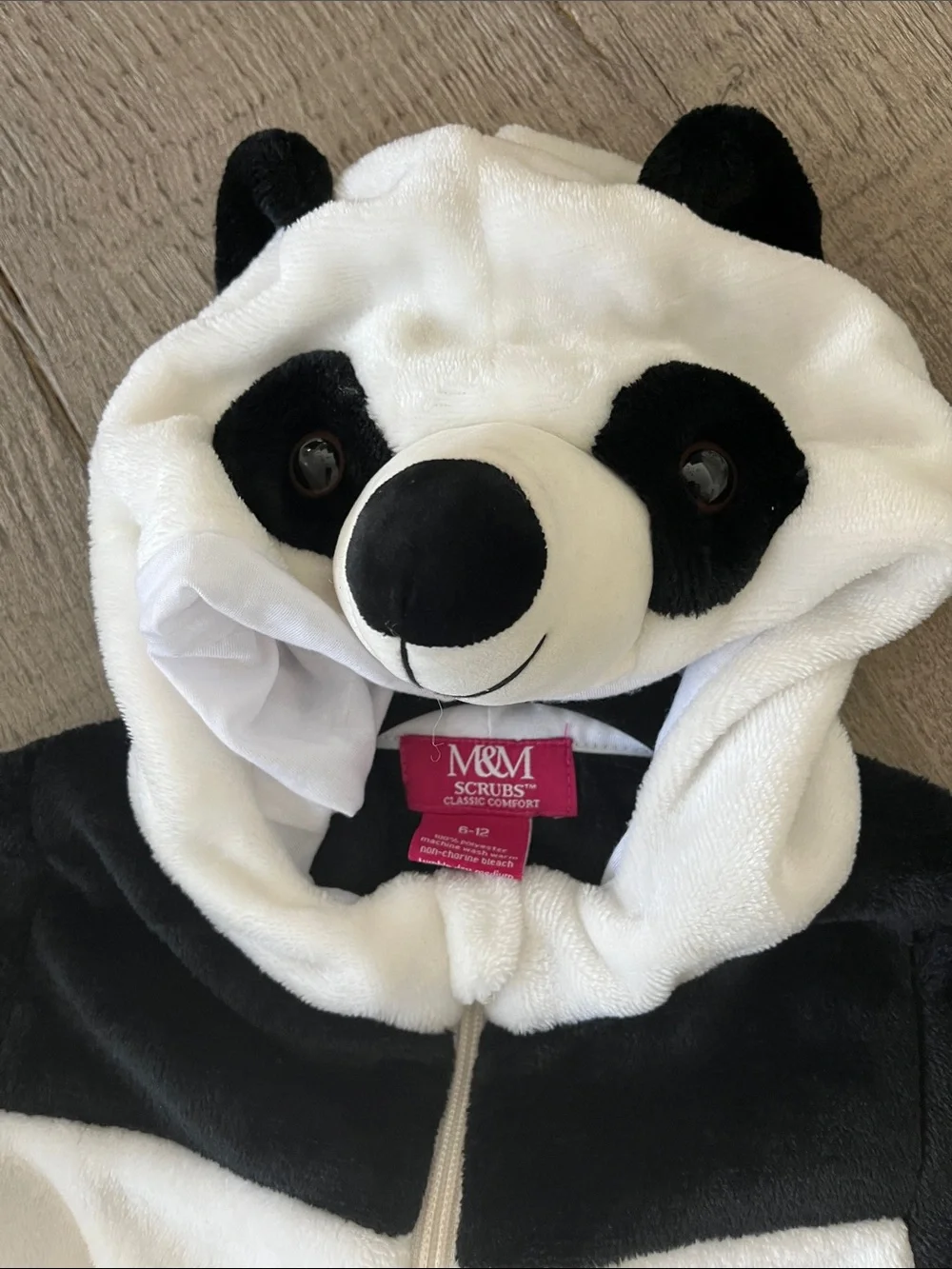 M&M'S Black & White Panda One-Piece Footie with Hood Size 6-12 months
